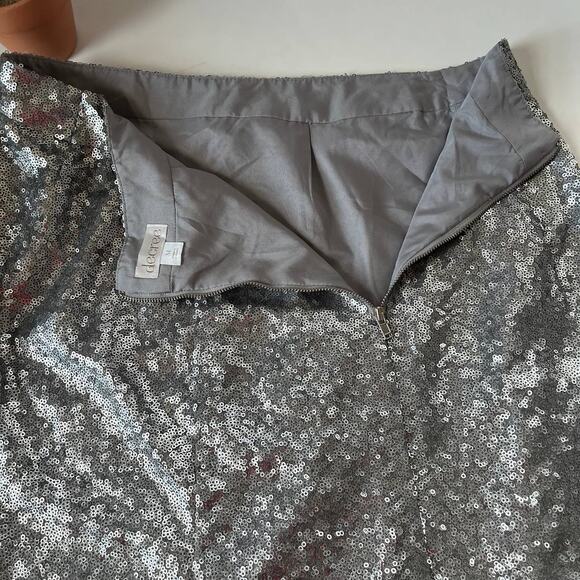 Decree Sequin Mini Skirt Sz M Silver Y2K Clubwear Festival Glam Party Bling - Picture 7 of 12